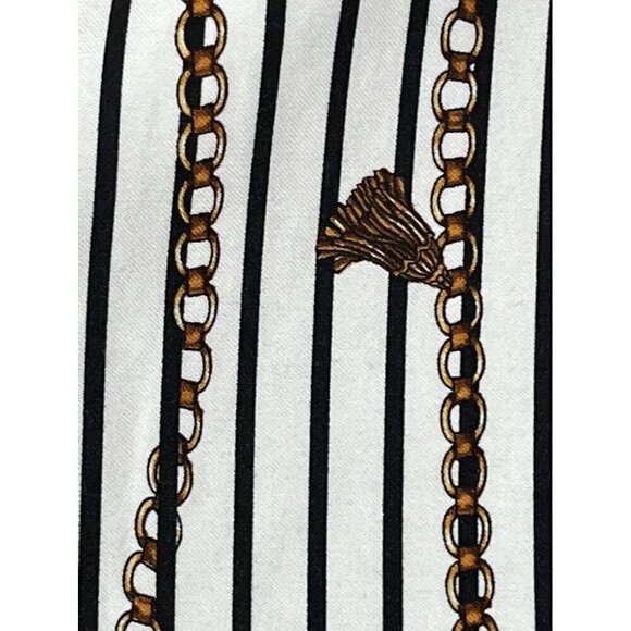 Chicos Striped Top XL White Classic Resort Chain Pattern Preppy Coastal Neutral - Picture 5 of 11